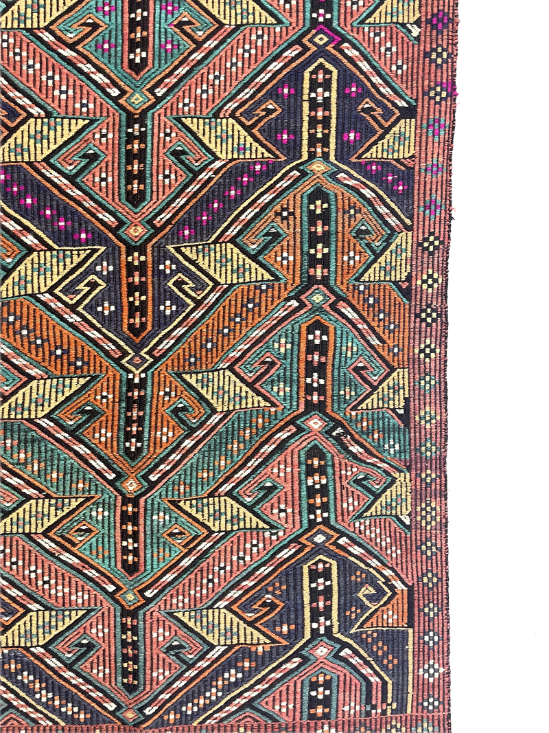 Vintage Embroidered Turkish Kilim Rug 90 cm x 122 cm (3 X 4 FT) - 0010030