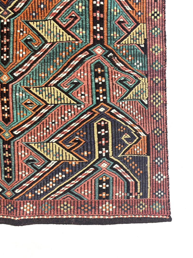 Vintage Embroidered Turkish Kilim Rug 90 cm x 122 cm (3 X 4 FT) - 0010030