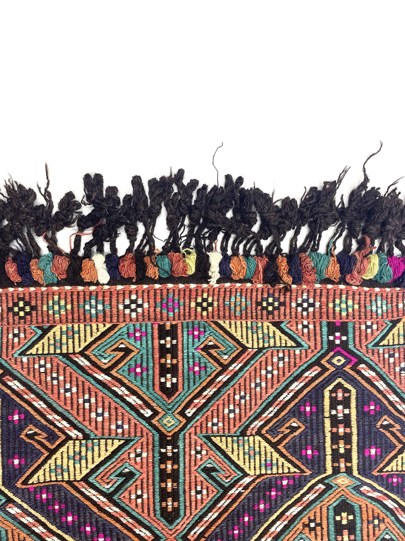 Vintage Embroidered Turkish Kilim Rug 90 cm x 122 cm (3 X 4 FT) - 0010030