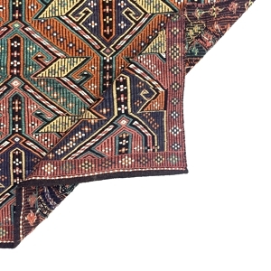 Vintage Embroidered Turkish Kilim Rug 90 cm x 122 cm (3 X 4 FT) - 0010030