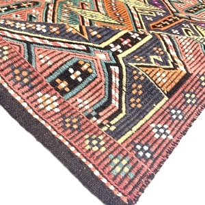 Vintage Embroidered Turkish Kilim Rug 90 cm x 122 cm (3 X 4 FT) - 0010030