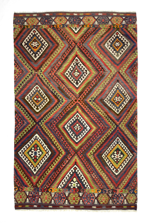 vintage-fethiye-large-kilim-rug-160-cm-x-260-cm-0030008 Vintage Fethiye Large Kilim Rug 160 cm x 260 cm (5’2” X 8’5” FT) - 0030008