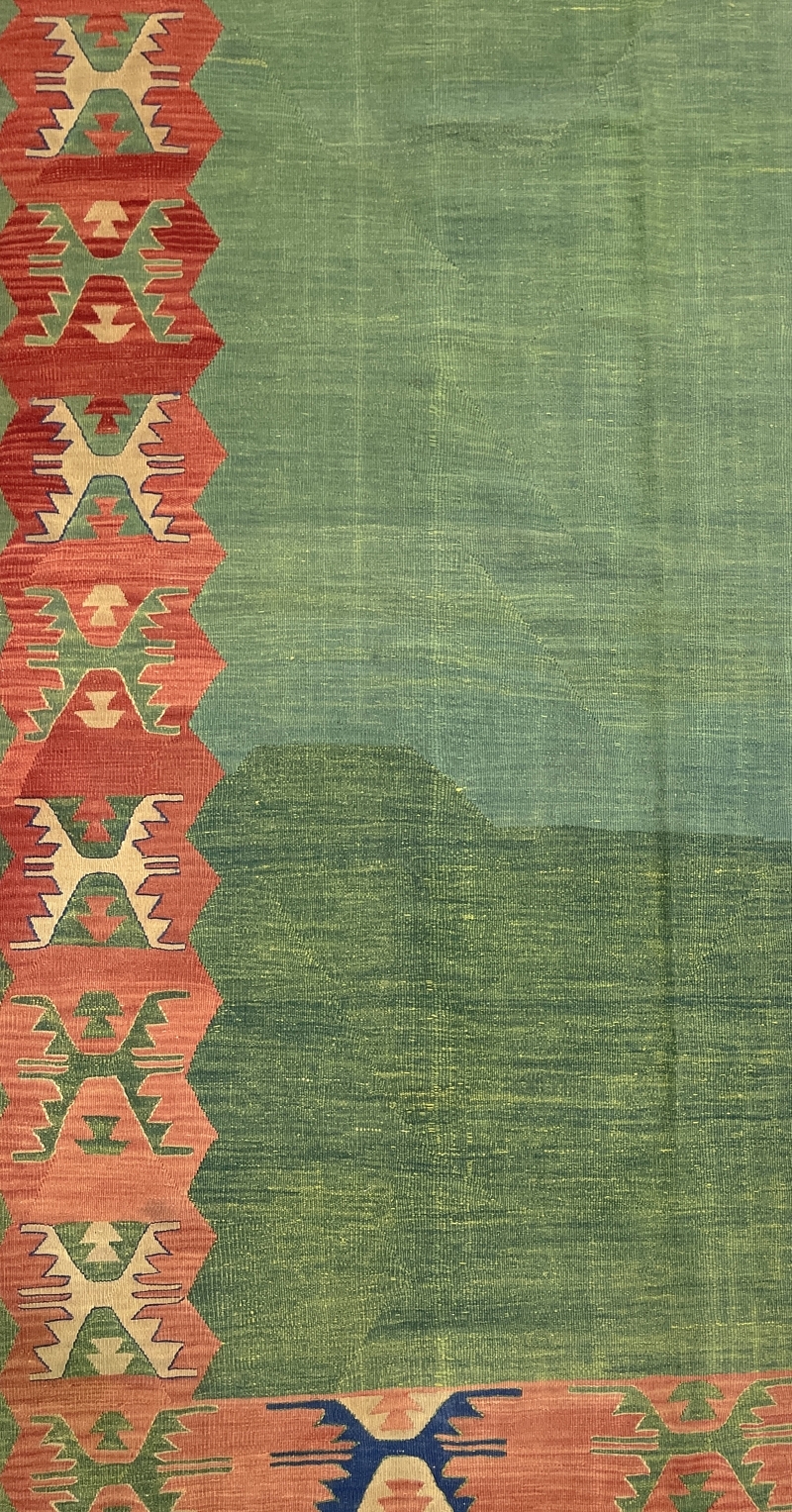 vintage-green-red-handwoven-kilim-rug-173-cm-x-233-cm-0020022-3 Vintage Green, Red Handwoven Kilim Rug 173 cm x 233 cm (5’7” X 7’6” FT) - 0020022