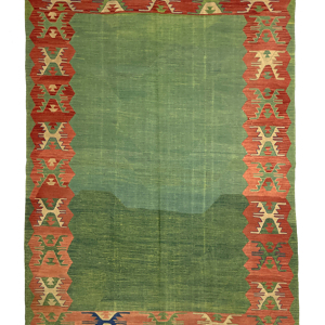 vintage-green-red-handwoven-kilim-rug-173-cm-x-233-cm-0020022 Vintage Green, Red Handwoven Kilim Rug 173 cm x 233 cm (5’7” X 7’6” FT) - 0020022