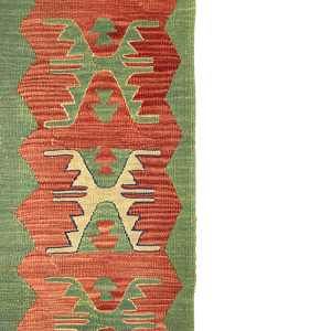 vintage-green-red-handwoven-kilim-rug-173-cm-x-233-cm-0020022-4 Vintage Green, Red Handwoven Kilim Rug 173 cm x 233 cm (5’7” X 7’6” FT) - 0020022