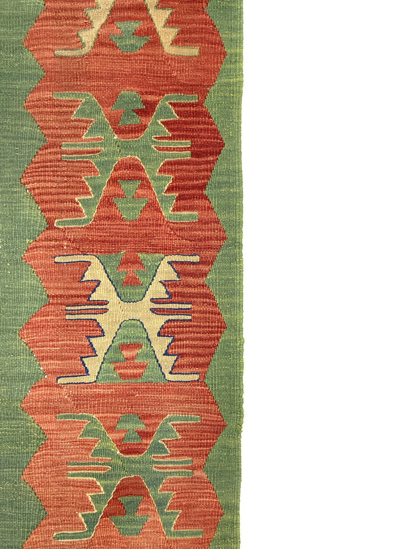 vintage-green-red-handwoven-kilim-rug-173-cm-x-233-cm-0020022-4 Vintage Green, Red Handwoven Kilim Rug 173 cm x 233 cm (5’7” X 7’6” FT) - 0020022