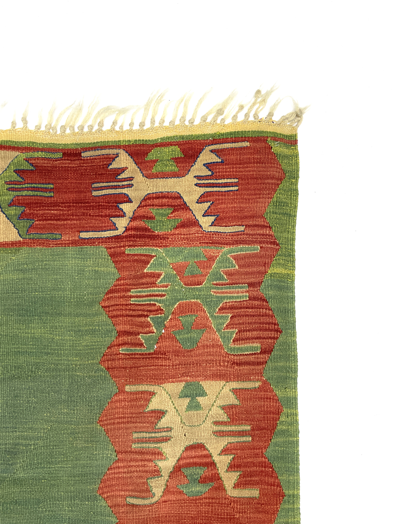 vintage-green-red-handwoven-kilim-rug-173-cm-x-233-cm-0020022-5 Vintage Green, Red Handwoven Kilim Rug 173 cm x 233 cm (5’7” X 7’6” FT) - 0020022