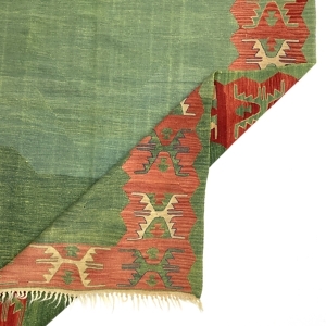 vintage-green-red-handwoven-kilim-rug-173-cm-x-233-cm-0020022-6 Vintage Green, Red Handwoven Kilim Rug 173 cm x 233 cm (5’7” X 7’6” FT) - 0020022