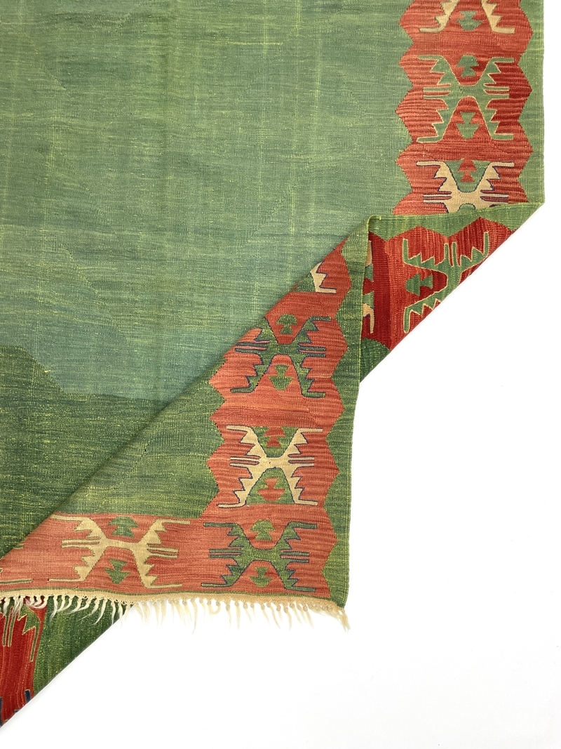 vintage-green-red-handwoven-kilim-rug-173-cm-x-233-cm-0020022-6 Vintage Green, Red Handwoven Kilim Rug 173 cm x 233 cm (5’7” X 7’6” FT) - 0020022