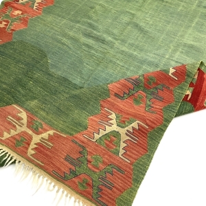 vintage-green-red-handwoven-kilim-rug-173-cm-x-233-cm-0020022-7 Vintage Green, Red Handwoven Kilim Rug 173 cm x 233 cm (5’7” X 7’6” FT) - 0020022