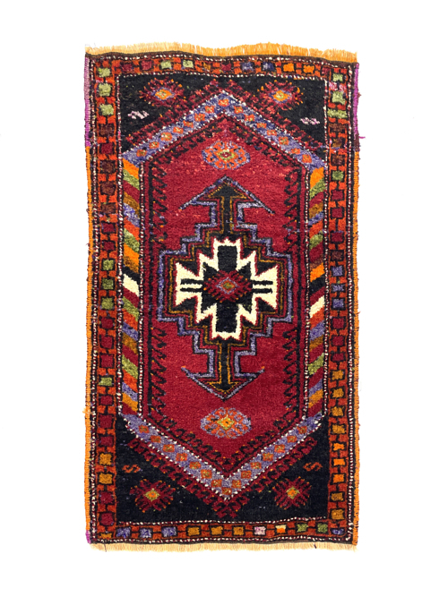 vintage-handwoven-doormat-size-rug-54-cm-x-97-cm-y010054 Vintage Handwoven Doormat Size Rug 54 Cm X 97 Cm (1’8′′ X 3’2′′ FT) – Y010054