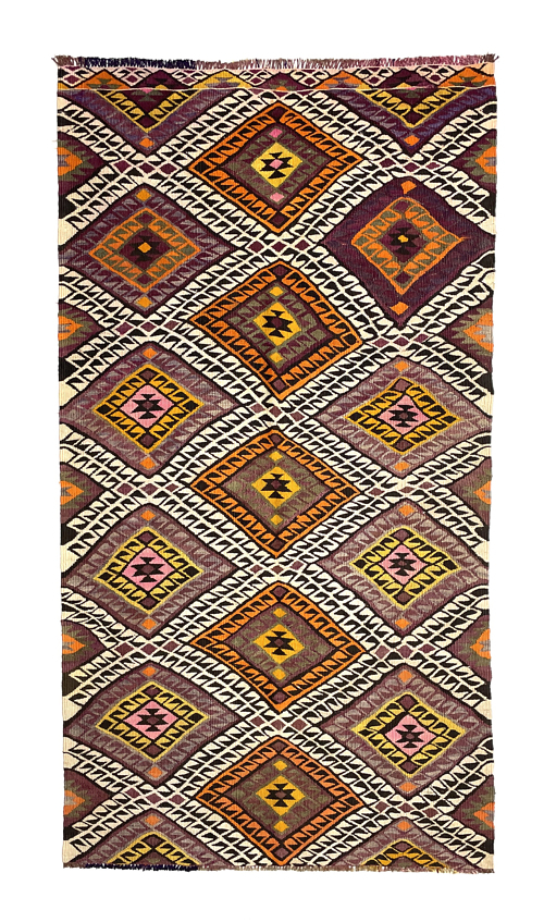 Vintage Kars Kilim Rug 105 cm x 200 cm (3’4” FT X 6’5” FT) - 0020012