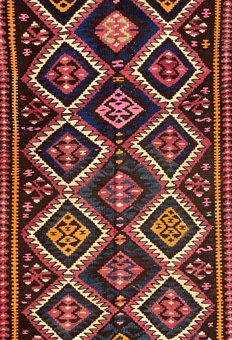 Vintage Kurdish Kilim Rug 110 cm x 230 cm (3’6” FT X 7’6” FT) - 0020015