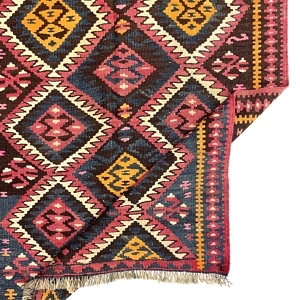 Vintage Kurdish Kilim Rug 110 cm x 230 cm (3’6” FT X 7’6” FT) - 0020015