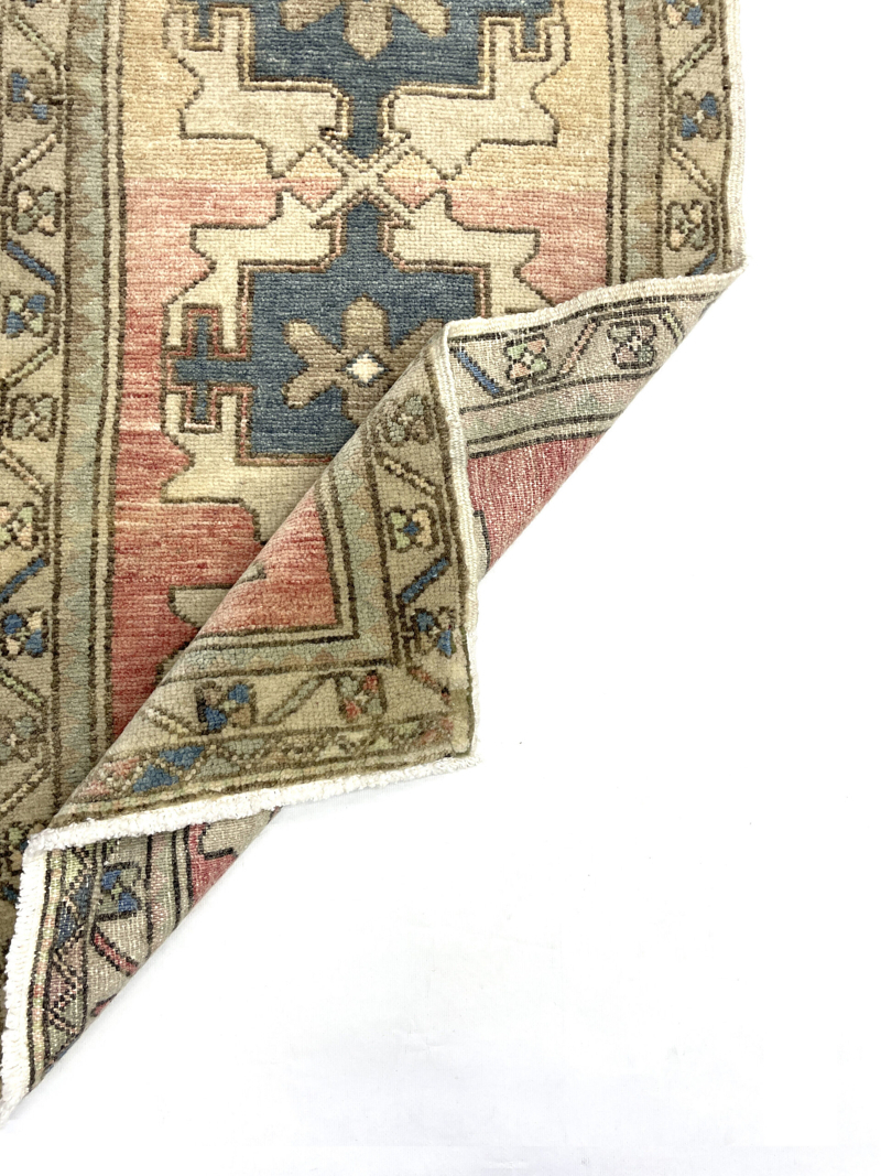 Vintage Mini Turkish Handwoven Rug 52 cm x 96 cm (1'7" X 3'1” FT) - Y010060