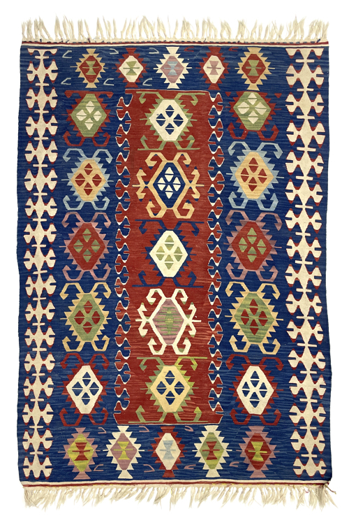 vintage-multicolor-kilim-rug-114-cm-x-173-cm-0010012 Vintage Multicolor Kilim Rug 114 cm x 173 cm (3’7” x 5’7” FT) - 0010012