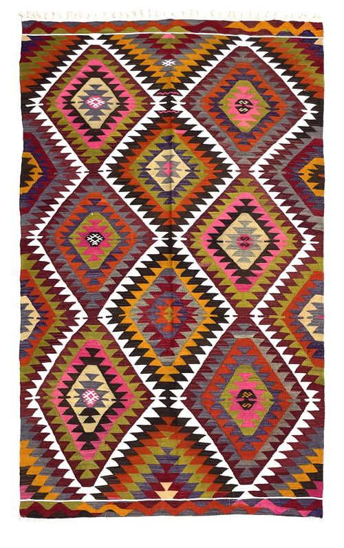 Vintage Multicolor Kilim Rug 130 cm x 210 cm (4’3” FT X 6’9” FT) - 0020005