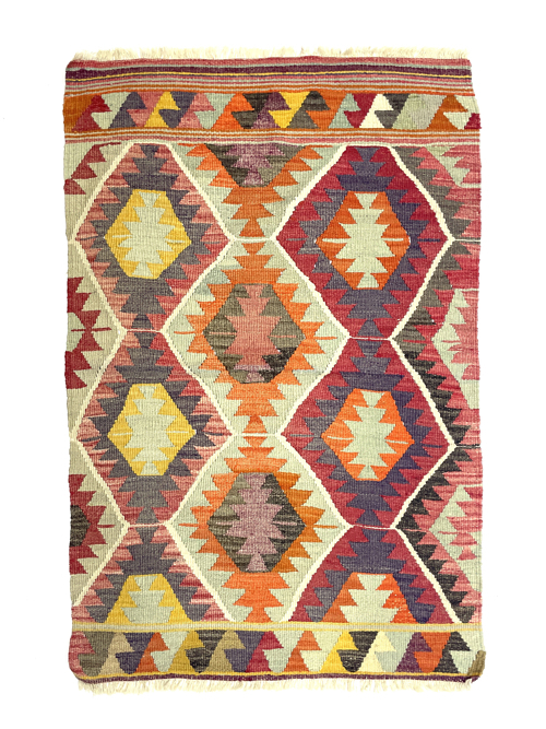 Vintage Multicolor Small Kilim Rug 82 cm x 130 cm (3 X 5 FT) - 0010034