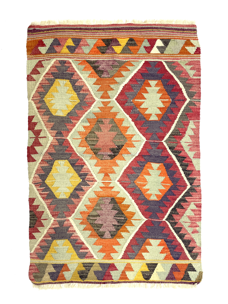 vintage-multicolor-small-kilim-rug-82-cm-x-130-cm-0010034 Vintage Multicolor Small Kilim Rug 82 cm x 130 cm (3 X 5 FT) - 0010034