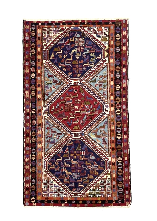 Vintage Persian Soumak Kilim Rug 114 cm x 200 cm (3’7” X 6’5” FT) - 0020016