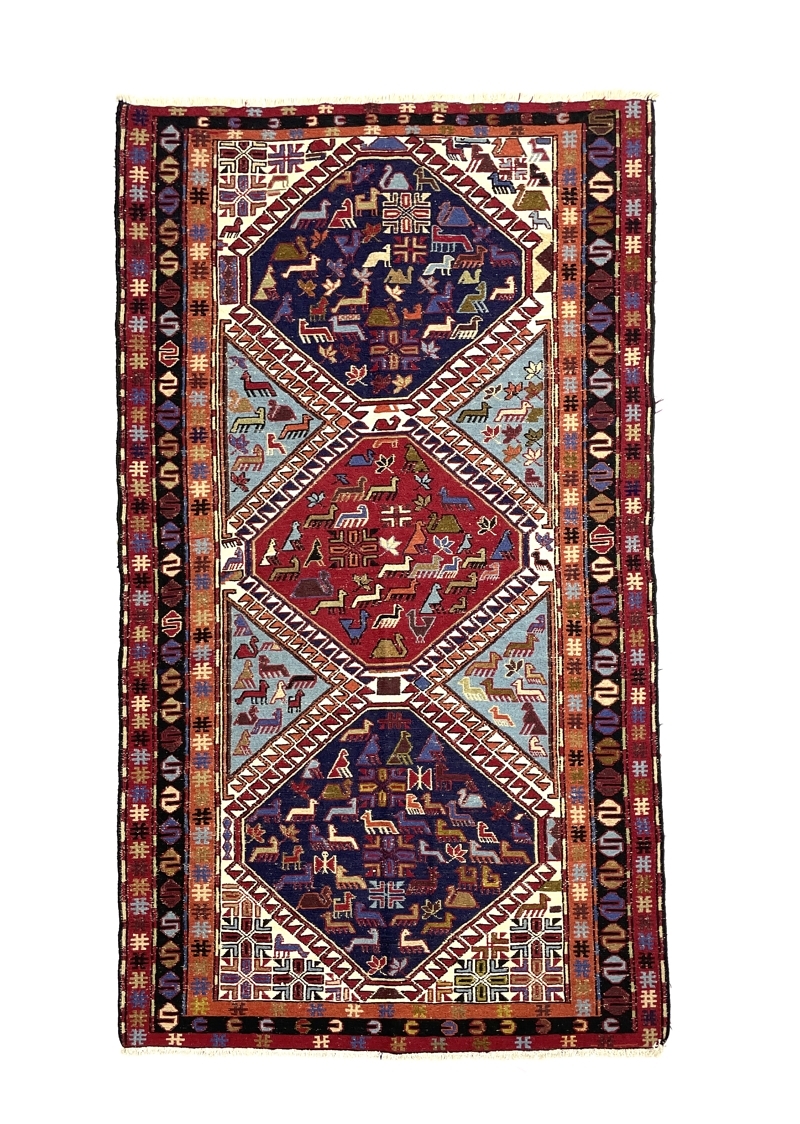 Vintage Persian Soumak Kilim Rug 114 cm x 200 cm (3’7” X 6’5” FT) - 0020016