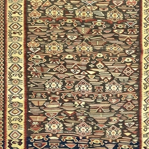 Vintage Senneh Kilim Rug 114 cm x 187 cm (3’7” FT X 6’1” FT) - 0020021