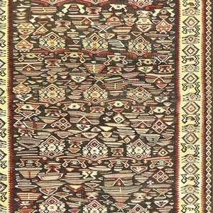 Vintage Senneh Kilim Rug 114 cm x 187 cm (3’7” FT X 6’1” FT) - 0020021