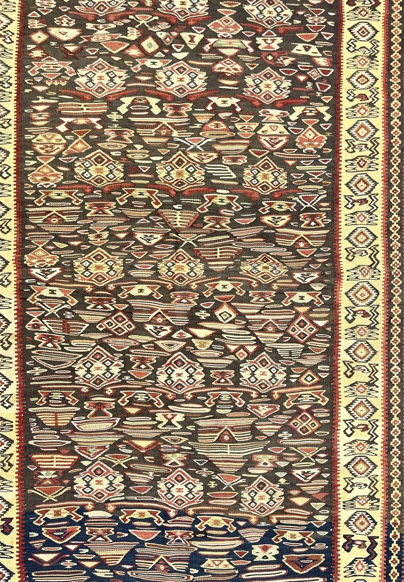 Vintage Senneh Kilim Rug 114 cm x 187 cm (3’7” FT X 6’1” FT) - 0020021