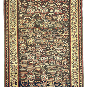 Vintage Senneh Kilim Rug 114 cm x 187 cm (3’7” FT X 6’1” FT) - 0020021