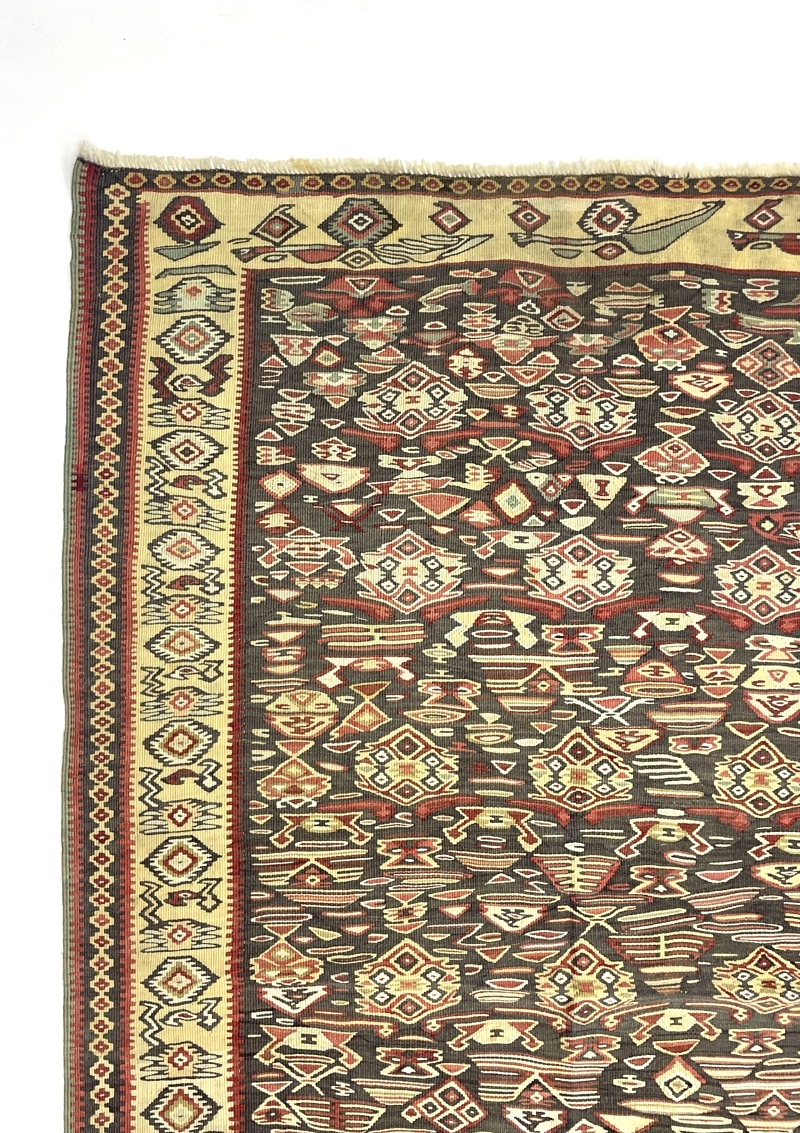 Vintage Senneh Kilim Rug 114 cm x 187 cm (3’7” FT X 6’1” FT) - 0020021