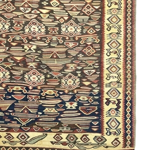 Vintage Senneh Kilim Rug 114 cm x 187 cm (3’7” FT X 6’1” FT) - 0020021