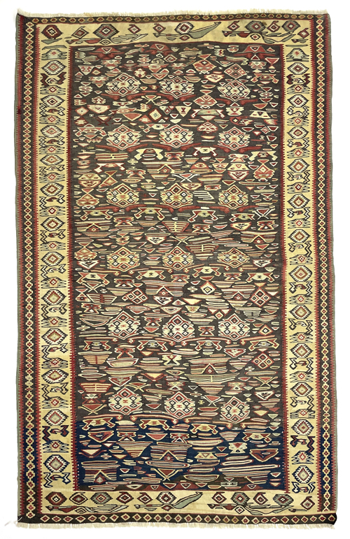 Vintage Senneh Kilim Rug 114 cm x 187 cm (3’7” FT X 6’1” FT) - 0020021