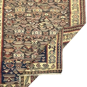 Vintage Senneh Kilim Rug 114 cm x 187 cm (3’7” FT X 6’1” FT) - 0020021