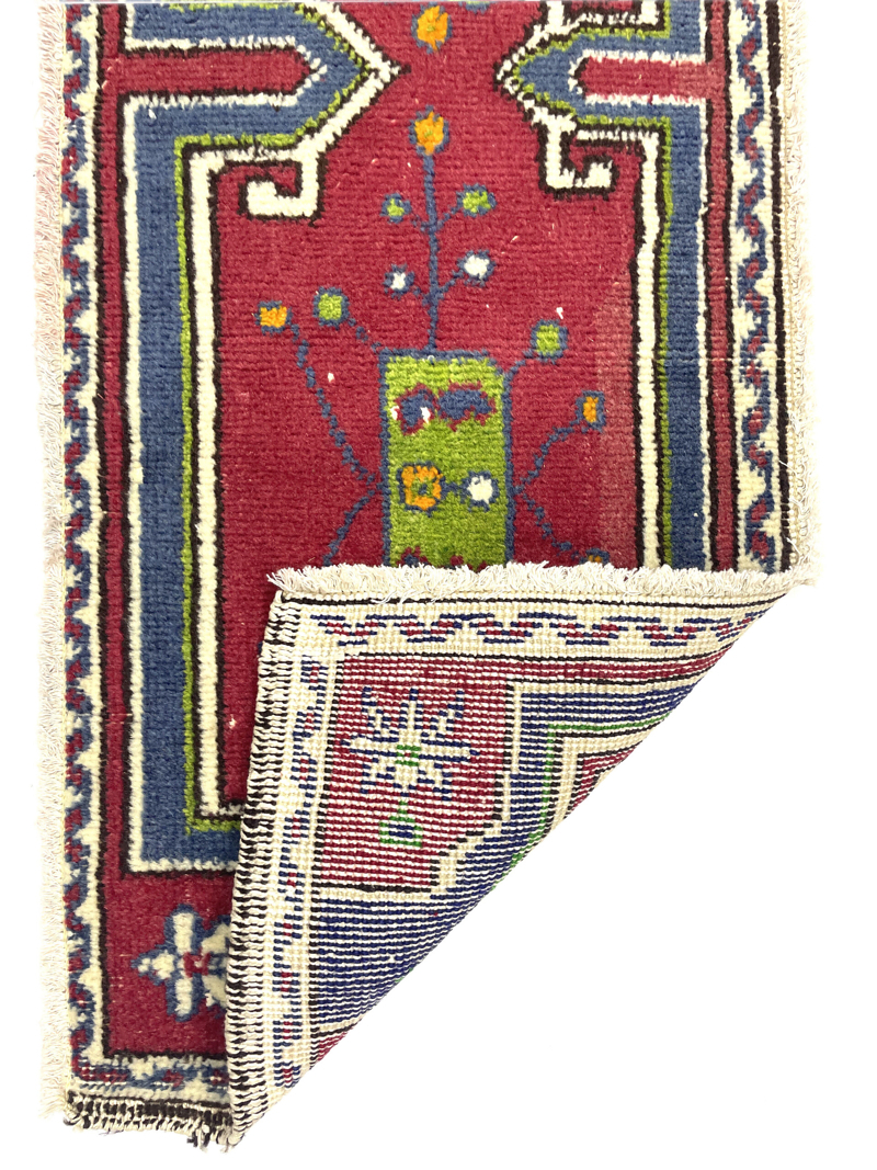 vintage-small-turkish-hand-knotted-rug-109-cm-x-40-cm-y010009-1 Vintage Small Turkish Hand-Knotted Rug 109 Cm X 40 Cm (3'6" X 1'3" FT) – Y010009