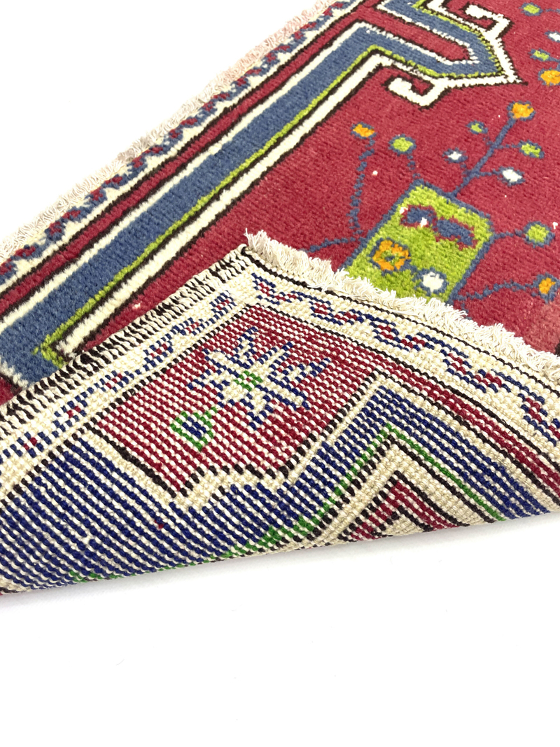 vintage-small-turkish-hand-knotted-rug-109-cm-x-40-cm-y010009-2 Vintage Small Turkish Hand-Knotted Rug 109 Cm X 40 Cm (3'6" X 1'3" FT) – Y010009