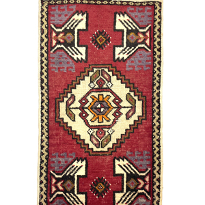 vintage-small-turkish-hand-knotted-rug-49-cm-x-88-cm-y010005 Vintage Small Turkish Hand-Knotted Rug 49 Cm X 88 Cm (1'6" X 2'9" FT) – Y010005