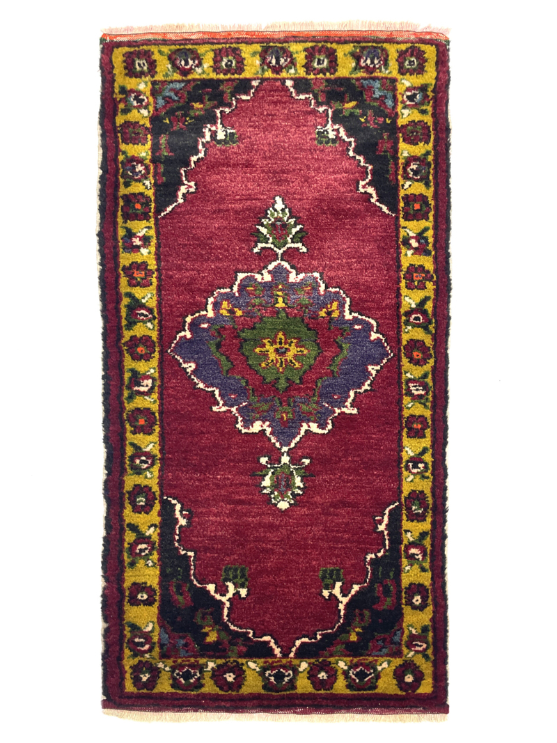 Vintage Small Turkish Hand-Knotted Rug 51 Cm X 104 Cm (1'7" X 3'4" FT) – Y010002
