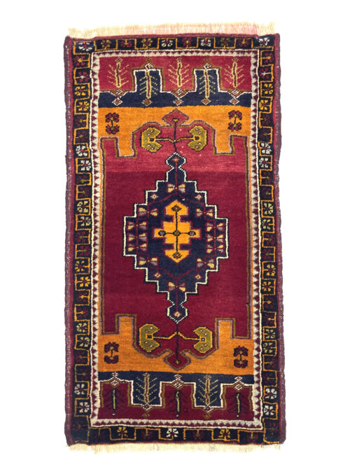 vintage-small-turkish-hand-knotted-rug-53-cm-x-98-cm-y010001 Vintage Small Turkish Hand-Knotted Rug 53 Cm X 98 Cm (1'7" X 3'2") – Y010001
