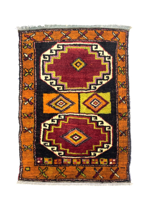 Vintage Small Turkish Hand-Knotted Rug 55 Cm X 75 Cm (1'8" X 2'5" FT) – Y010038