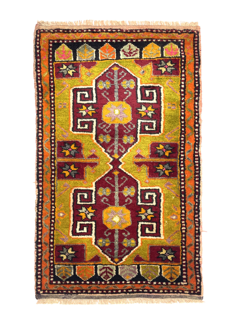 vintage-small-turkish-hand-knotted-rug-56-cm-x-102-cm-y010004 Vintage Small Turkish Hand-Knotted Rug 56 Cm X 102 Cm (1'8" X 3'3" FT) – Y010004