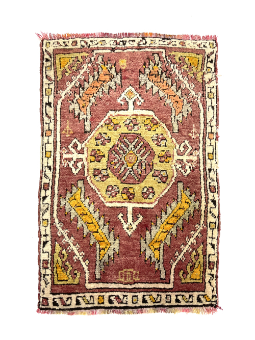 Vintage Small Turkish Handwoven Rug 53 cm x 81 cm (1'7" FT X 2'7” FT) - Y010061