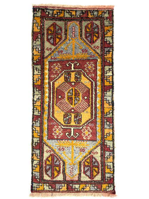 Vintage Small Turkish Rug 46 cm x 101 cm (1'5” FT X 3'3” FT) - Y010067