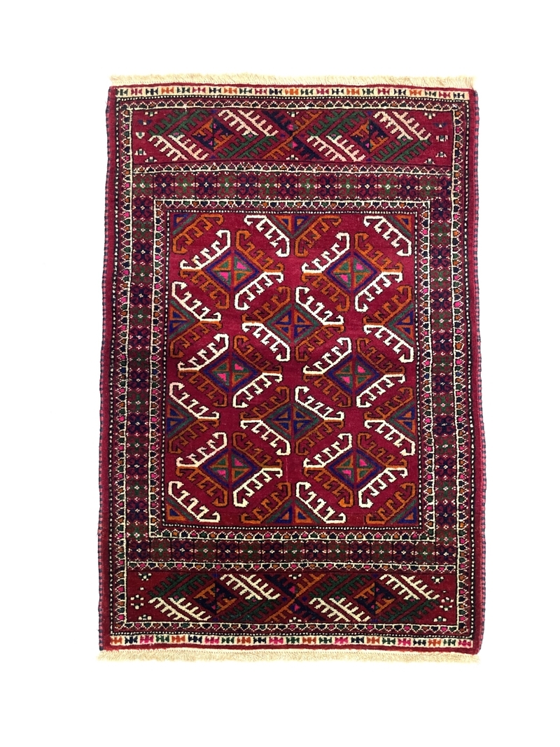 Vintage Small Turkoman Rug 60 cm x 90 cm (2 X 3 FT) - Y010072