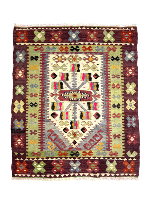 vintage-tribal-kilim-rug-94-cm-x-111-cm-0010036 Vintage Tribal Kilim Rug 94 cm x 111 cm (3 X 4 FT) - 0010036
