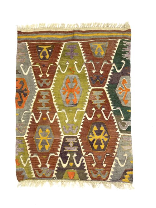 Vintage Turkish Barak Kilim Rug 95 cm x 125 cm (3X4 FT) - 0010035