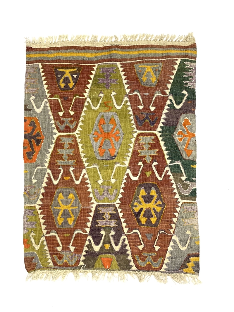 Vintage Turkish Barak Kilim Rug 95 cm x 125 cm (3X4 FT) - 0010035