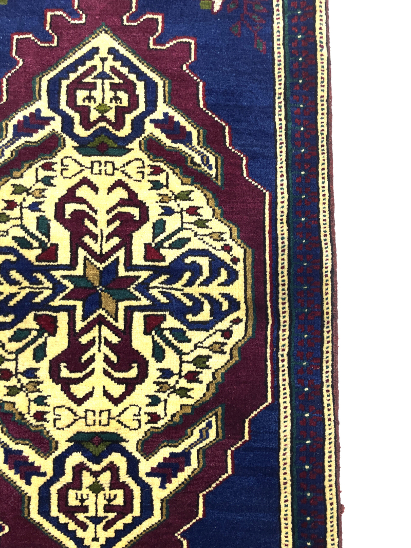 vintage-turkish-blue-small-rug-54-cm-x-107cm-y010070-2 Vintage Turkish Blue Small Rug 54 cm x 107cm (1'8" X 3'5" FT) - Y010070
