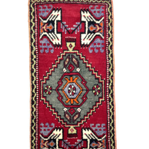 Vintage Small Turkish Hand-Knotted Rug 61 Cm X 73 Cm (2 X 2’4′′ FT) – Y010044