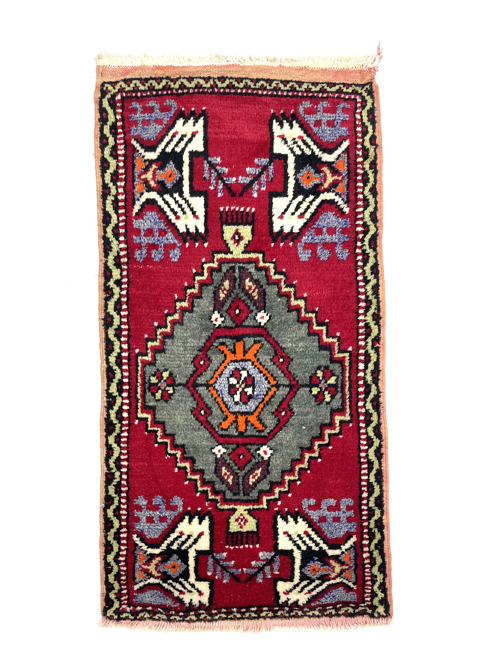vintage-turkish-hand-knotted-rug-51-cm-x-103-cm-y010047 Vintage Turkish Hand-Knotted Rug 51 Cm X 103 Cm (1’7′′ X 3’4′′ FT) – Y010047