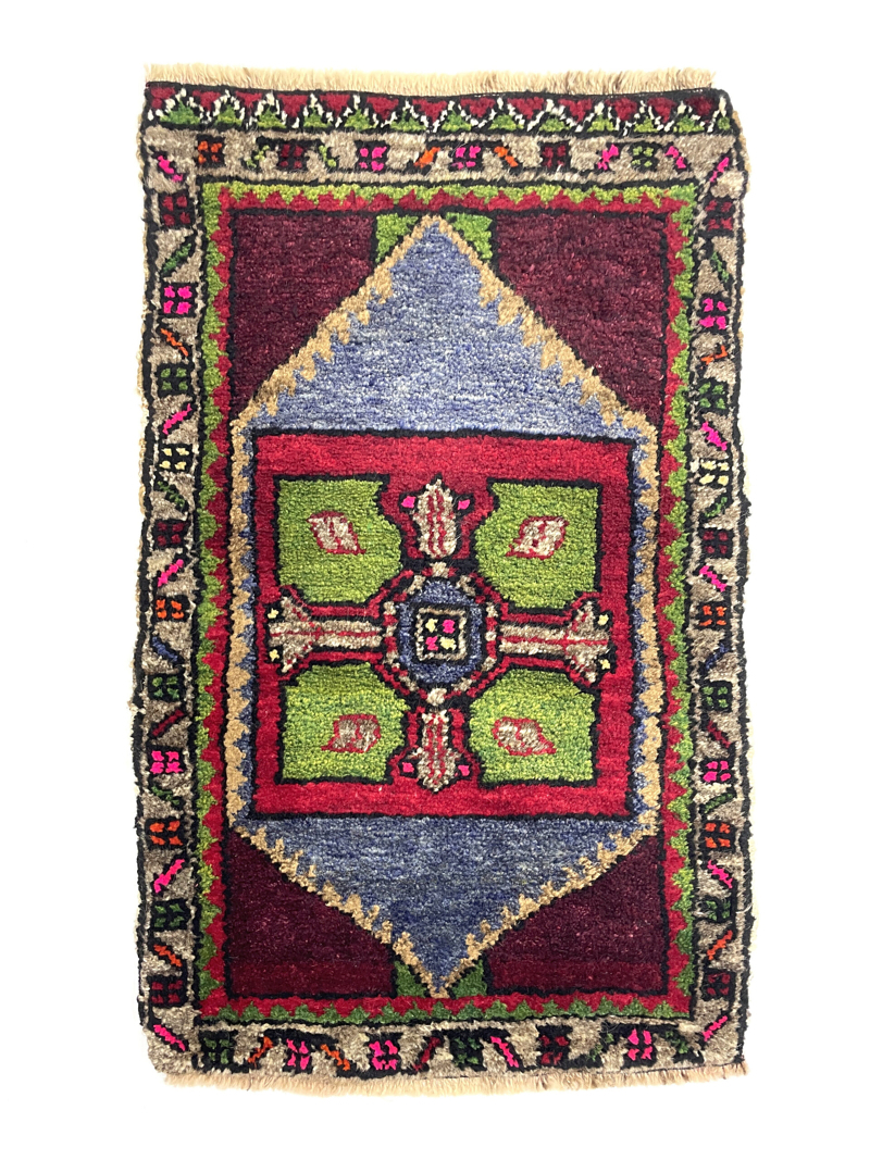 vintage-turkish-hand-knotted-rug-51-cm-x-83-cm-y010040 Vintage Turkish Hand-Knotted Rug 51 Cm X 83 Cm (1’7′′ X 2'7" FT) – Y010040